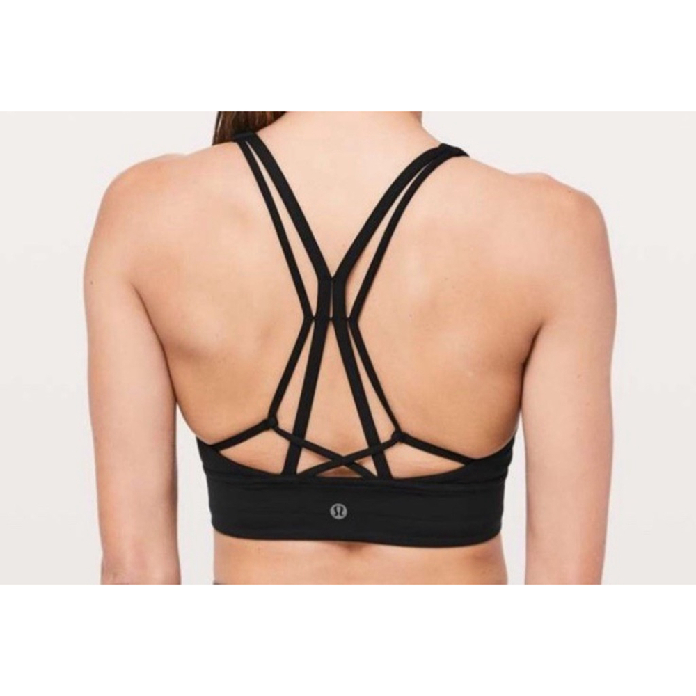 LULULEMON X SOULCYCLE RIDE REFLECT SPORT BRA LONGLINE BLACK SIZE 4 PTP 12.5”